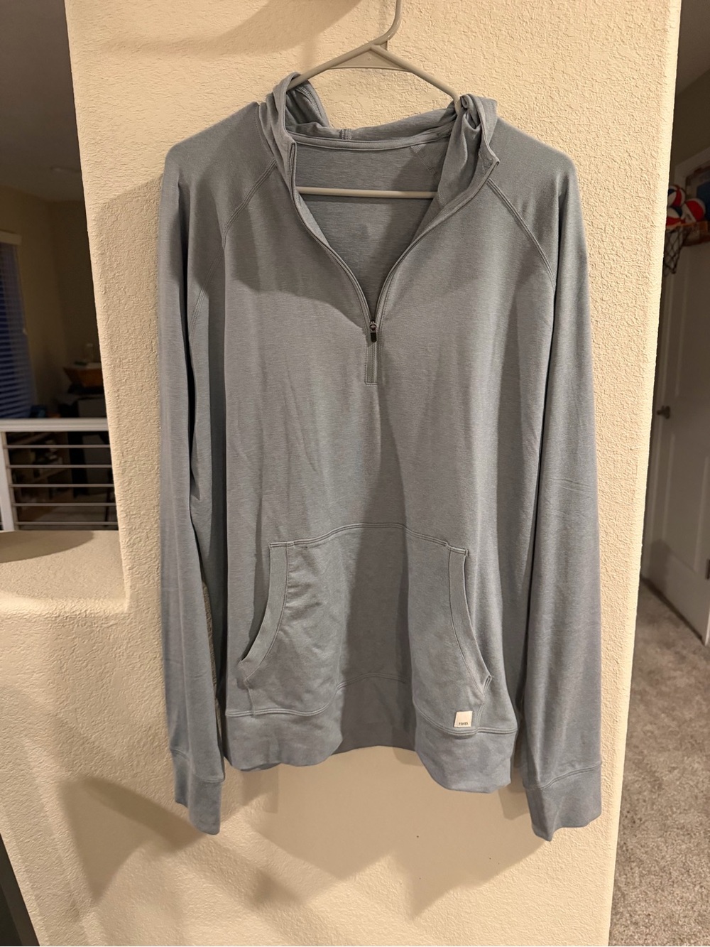 Vuori Men's Light Blue Half-Zip Hoodie Sweater